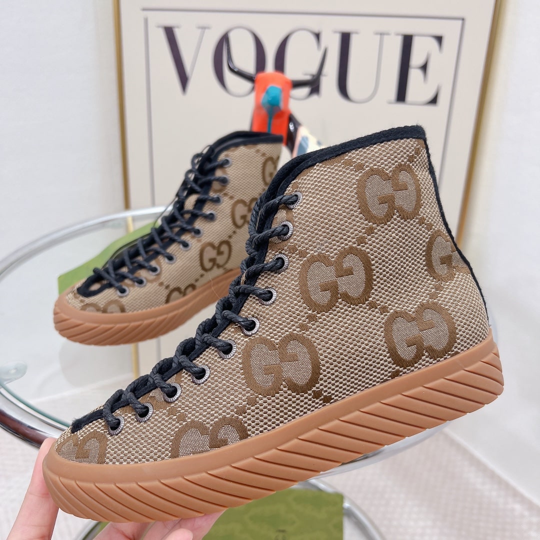 (1:1 replica) Gucci Women s High-Top Maxi GG Sneaker Beige For Women GG