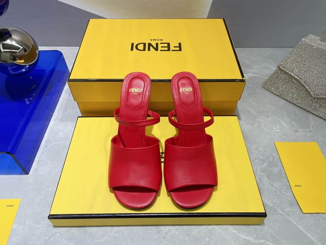 (1:1 replica) Fendi First Red High-Heeled Sandals For Women