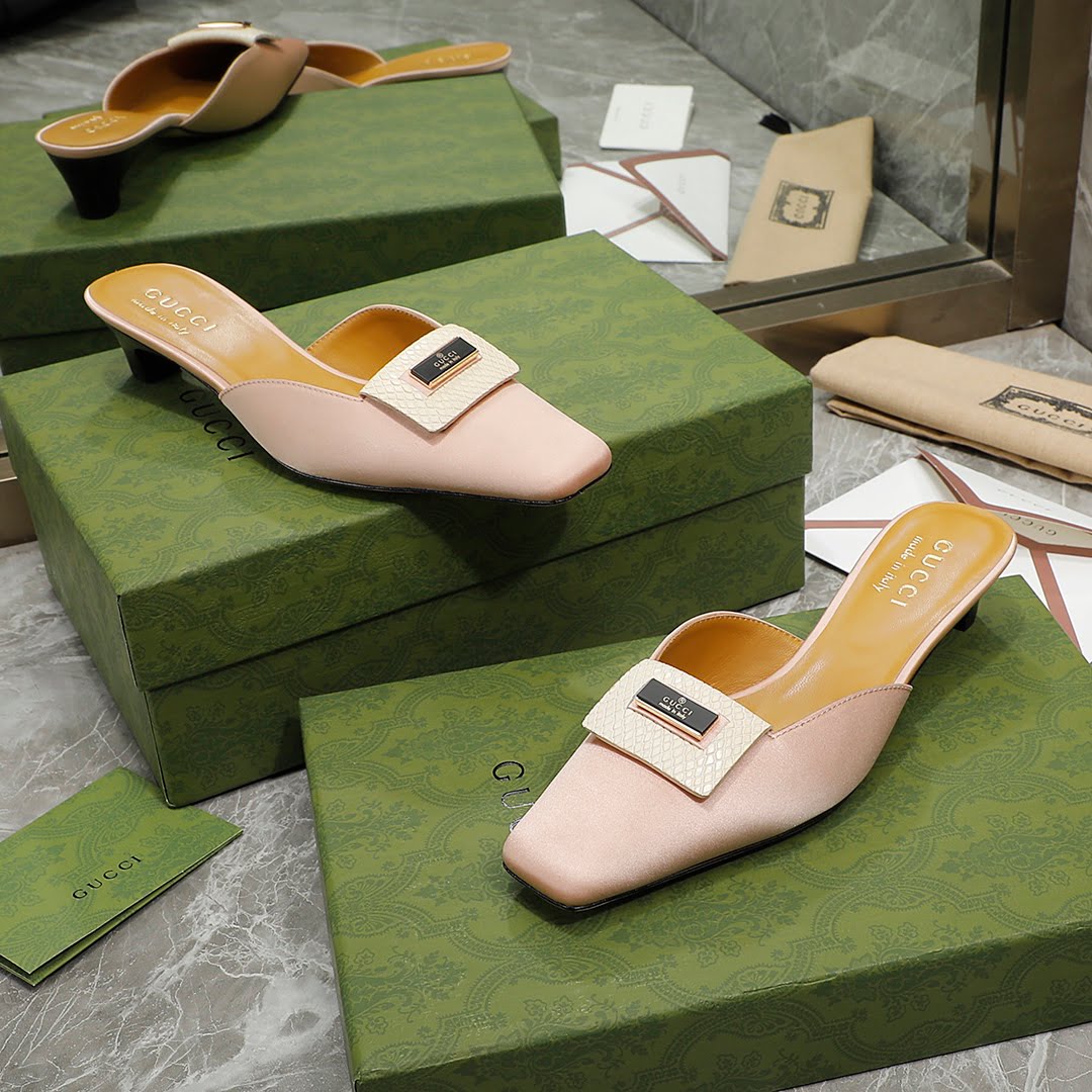(1:1 replica) Gucci Slipper Sandals Pink For Women GG