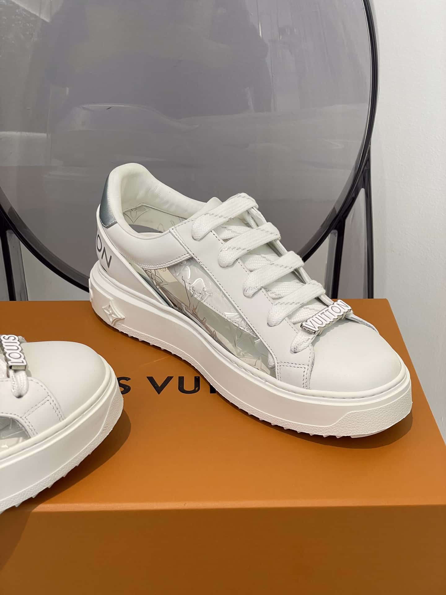 (1:1 replica) Louis Vuitton Women s Time Out Sneaker Sliver For Women LV