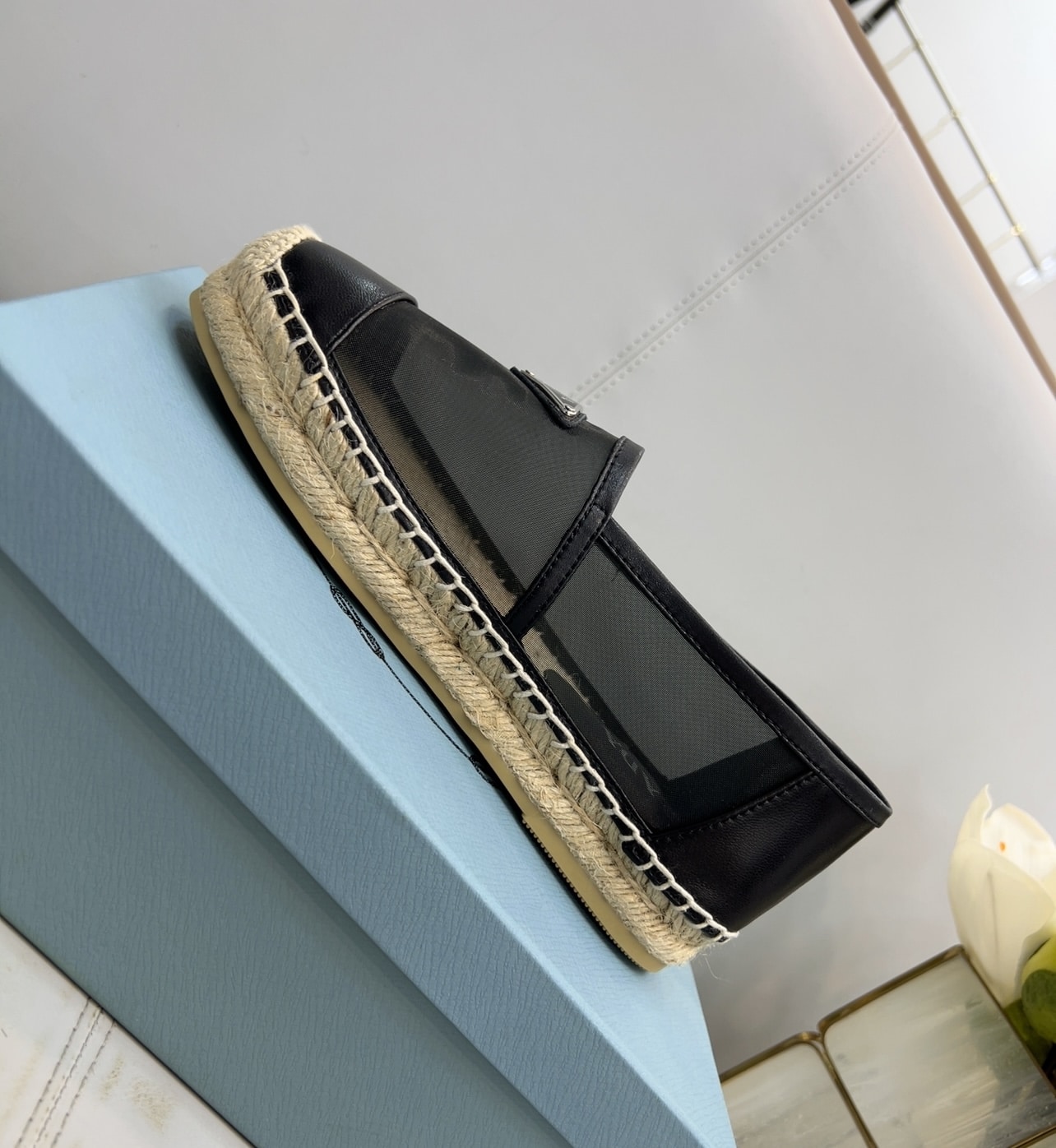 (1:1 replica) Prada Mesh And Nappa Espadrilles Black For Women 0.8in/20mm PRD 1S805M_3U09_F0002_F_020