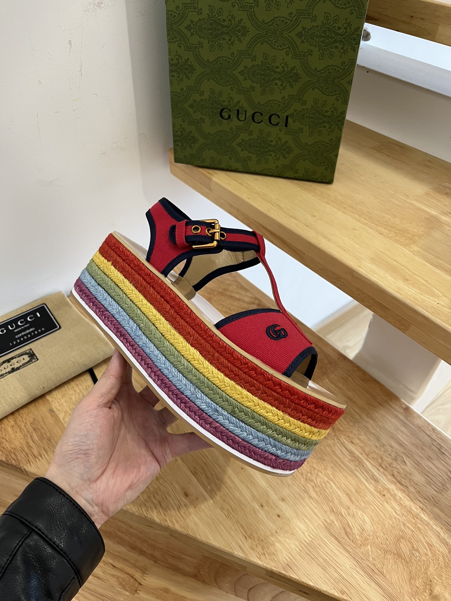 (1:1 replica) Gucci Women s Platform Sandal Red For Women GG