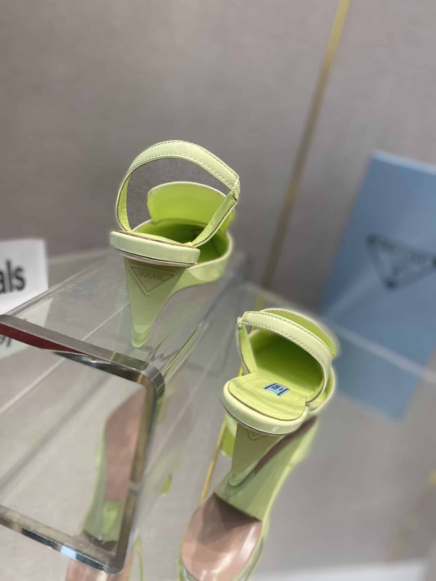 (1:1 replica) Prada Brushed Slingback Pumps Green For Women 2.6in/65mm PRD