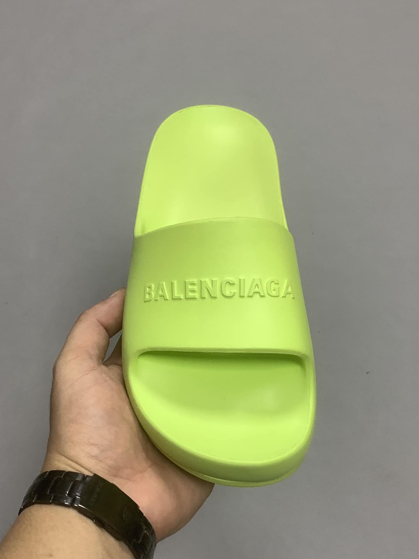 (1:1 replica) Balenciaga Pool Slide Sandal Green Neon For Women