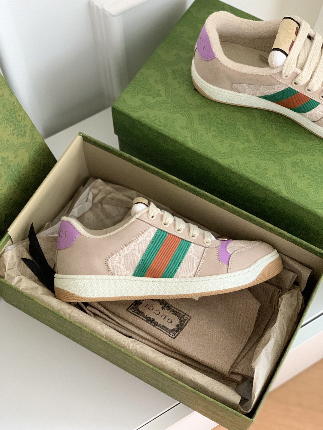 (1:1 replica) Gucci Women s Screener Sneaker Beige For Women 546551-HVKI0-9765