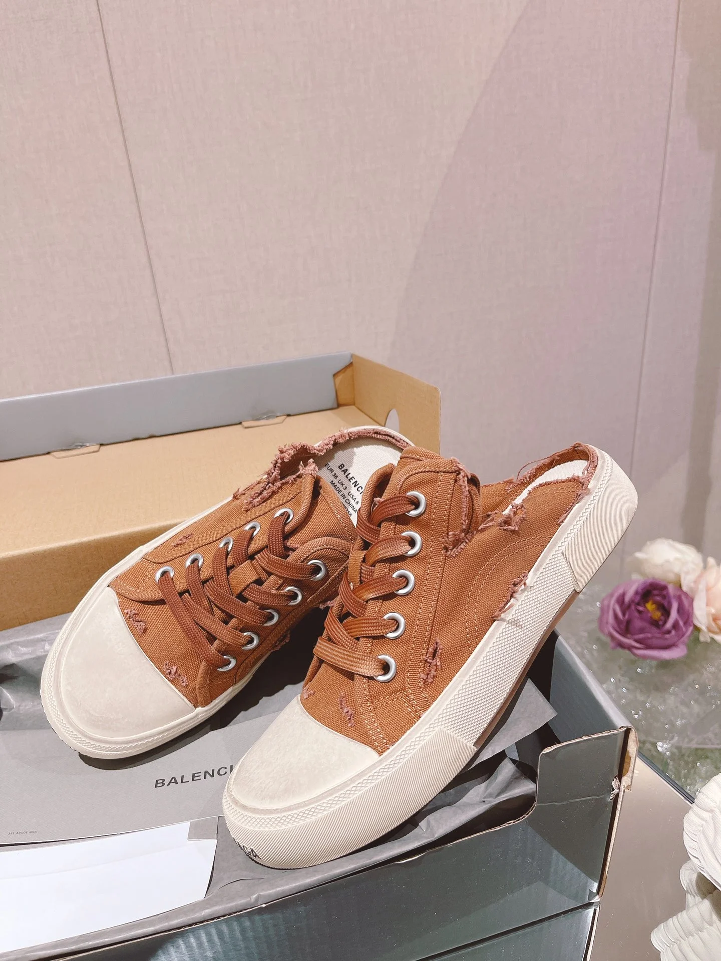 (1:1 replica) Balenciaga Paris Trainers Mule Red For Women