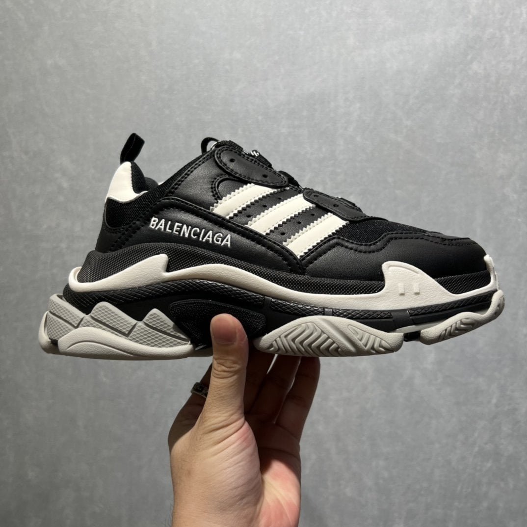 (1:1 replica) Balenciaga x Adidas Triple S Trainers Black For Women