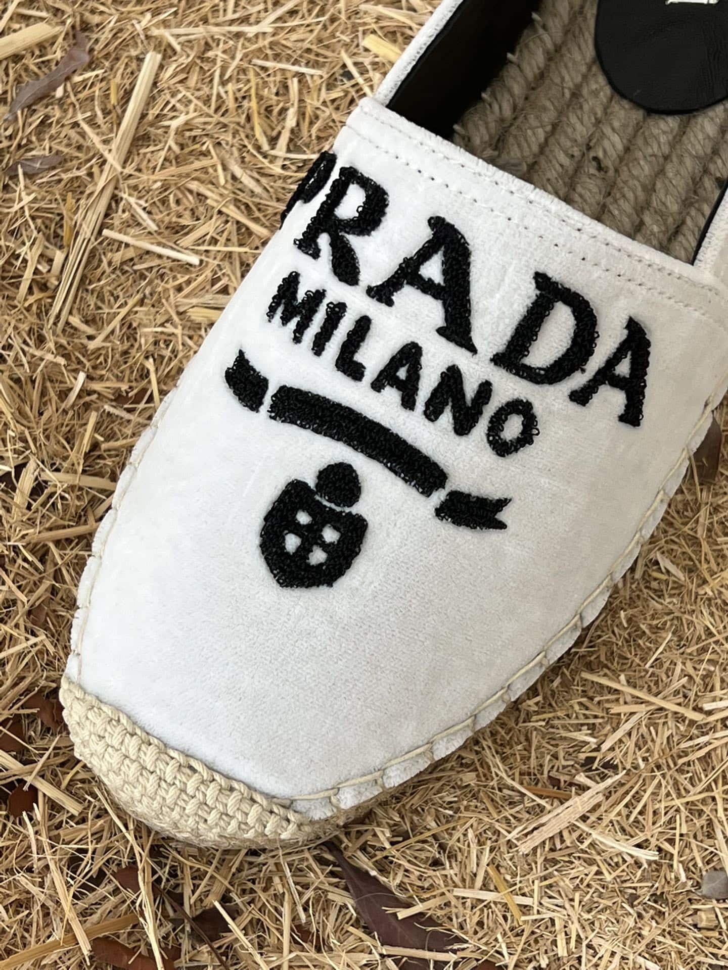(1:1 replica) Prada Espadrillas In Velluto White For Women 0.8in/20mm PRD