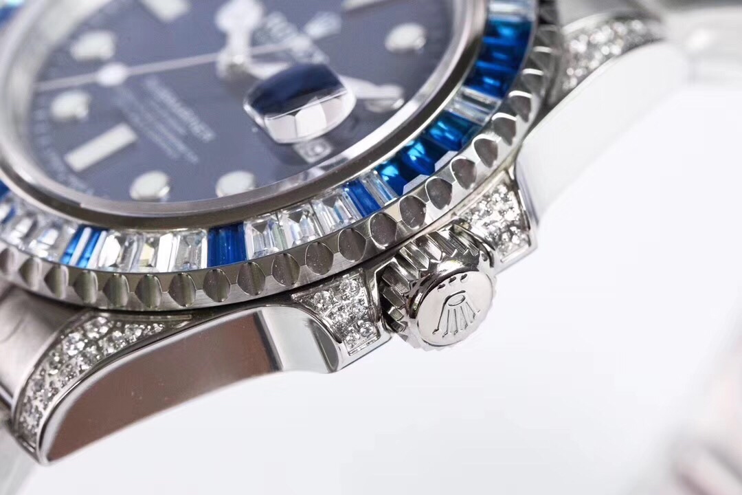 Rolex Submariner Customized with Diamonds-Blue Diamonds-40MM(1:1 replica)
