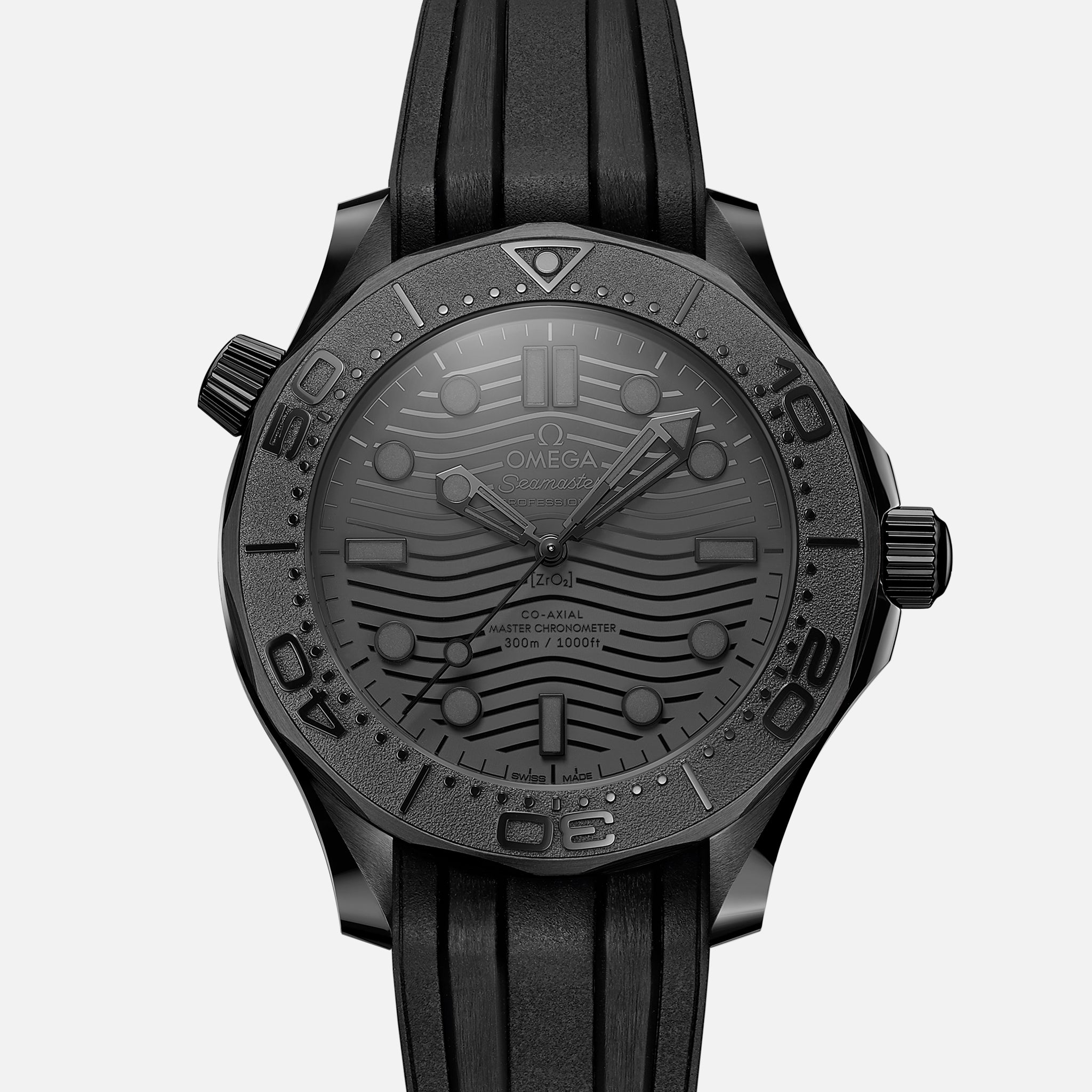Seamaster Diver 300M Co-Axial Master Chronometer 43.5mm Black Black On Rubber Strap(1:1 replica)