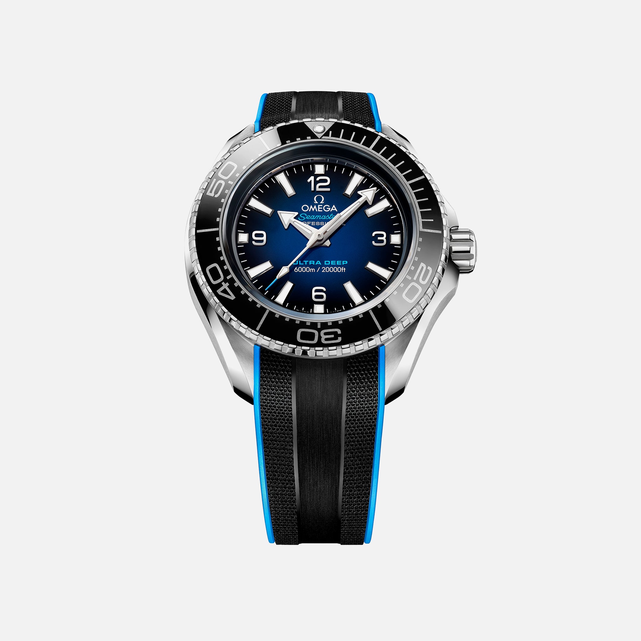 Seamaster Planet Ocean Ultra Deep Professional 6000M Co-Axial Master Chronometer 45.5mm Blue Dial On Rubber Strap(1:1 replica)
