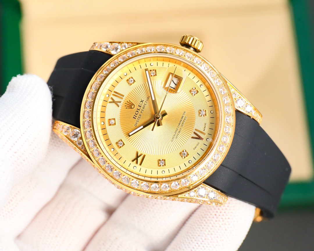 Rolex Logbook Full Luxury-Roman Diamond Dial-18k Nano-Technology 41MM-Golden(1:1 replica)