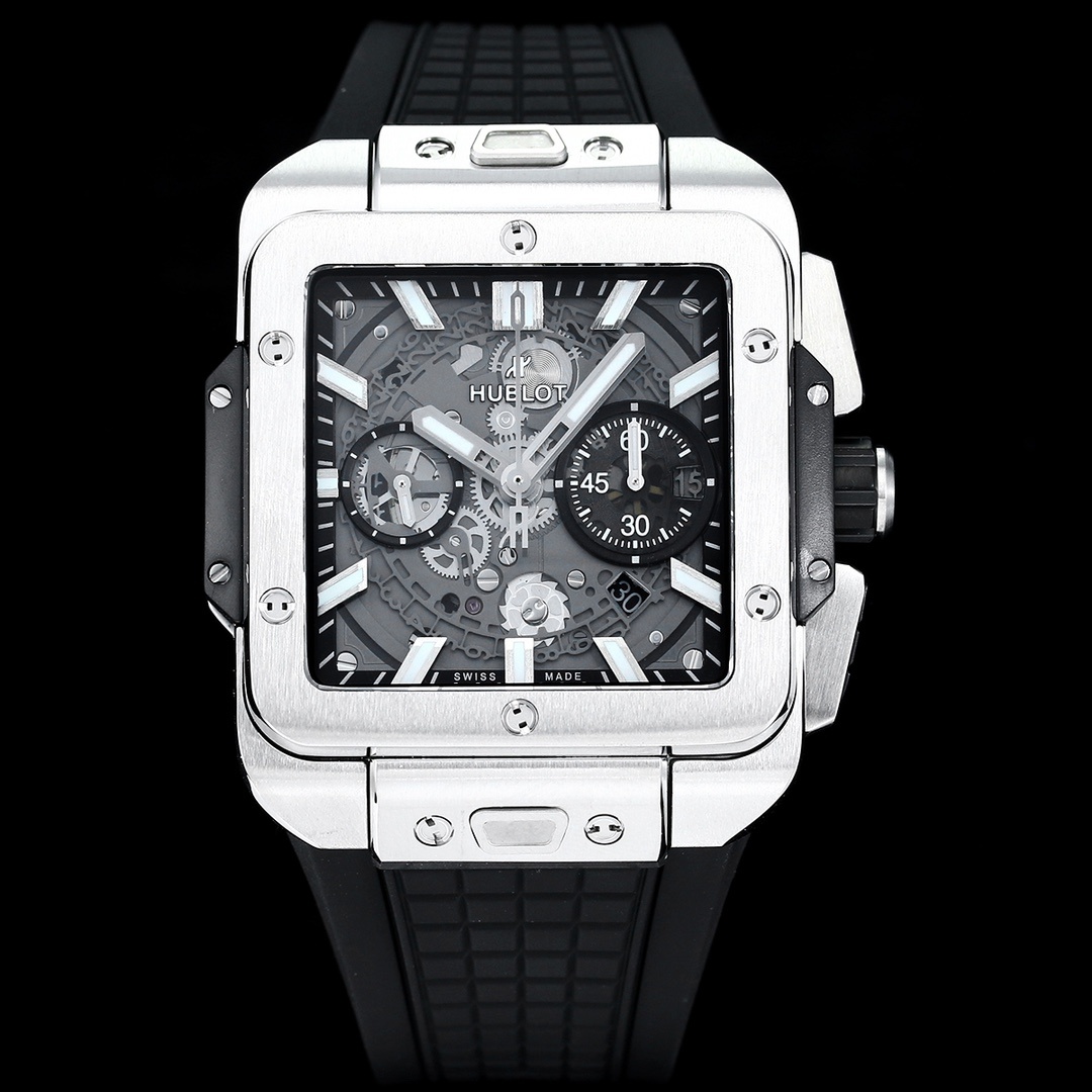 Hublot Big Bang, Square Bang Unico 42mm Textured Rubber Strap(1:1 replica)