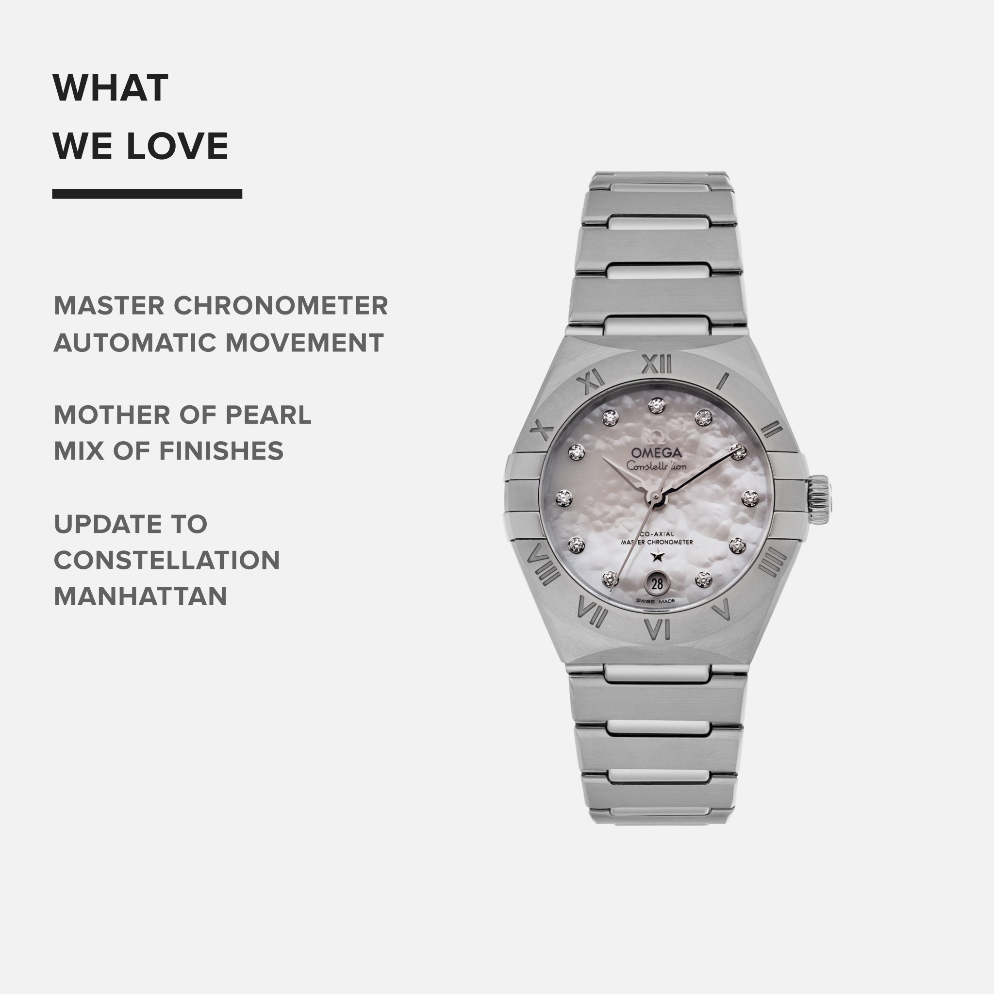 Constellation Co-Axial Master Chronometer 29mm Stainless Steel With Diamonds(1:1 replica)