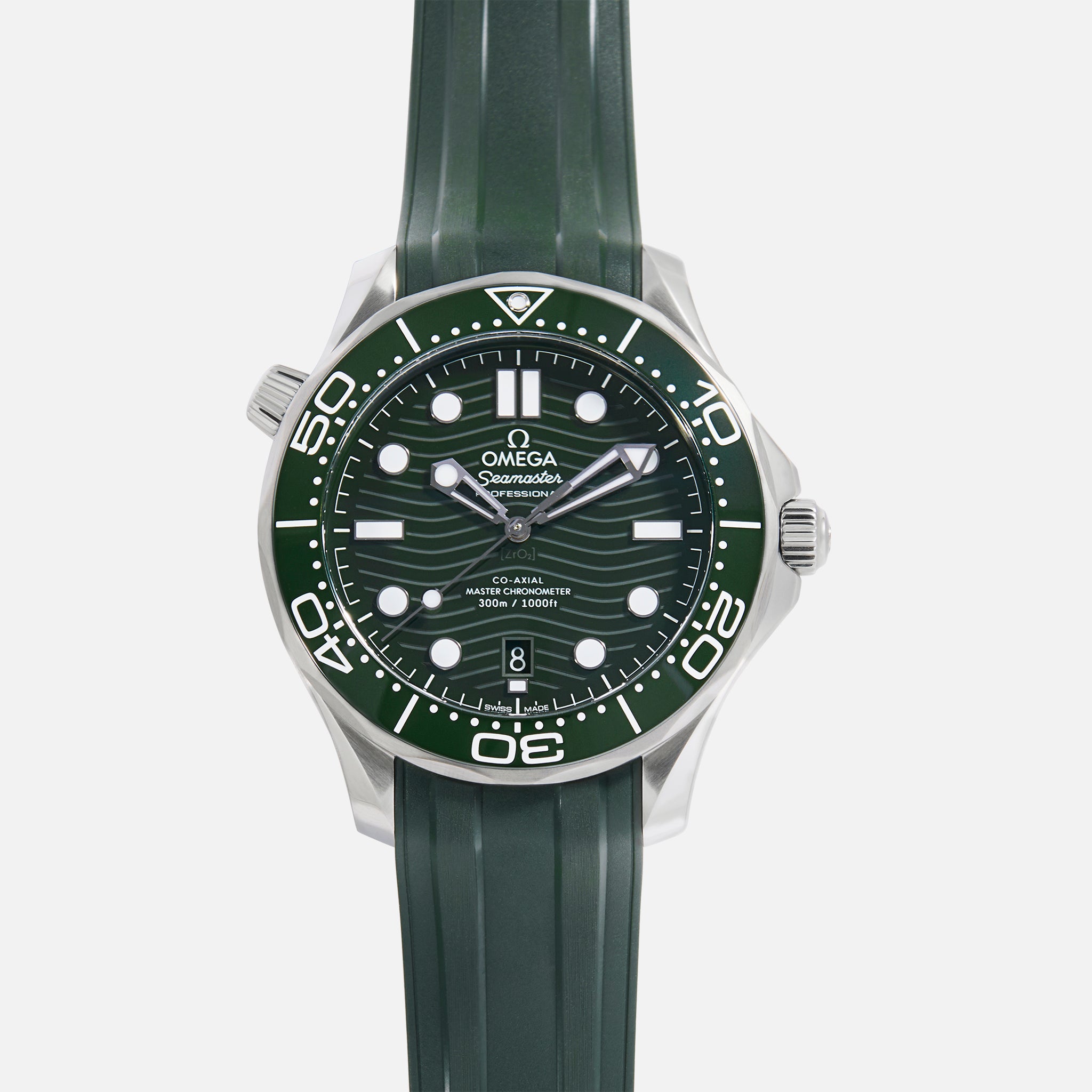 Seamaster Diver 300M Co-Axial Master Chronometer 42mm Green Dial On Rubber Strap(1:1 replica)