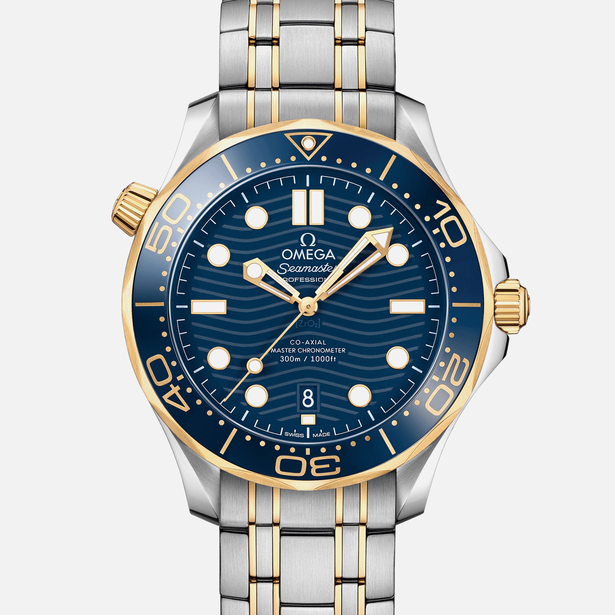 Seamaster Diver 300M Co-Axial Master Chronometer 42mm Two-Tone Yellow Gold Blue Dial On Bracelet(1:1 replica)