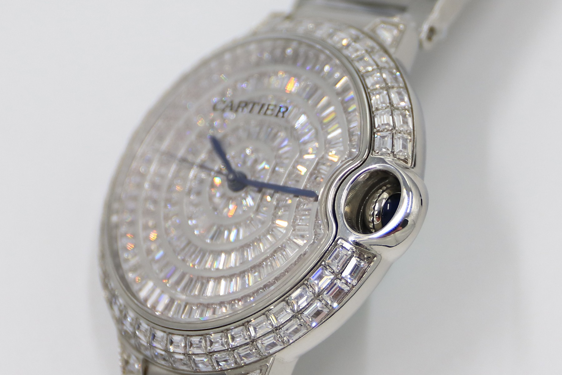 Cartier Blue Balloon Square Diamonds Full Sky Watch-White-Steel Strap-42mm(1:1 replica)