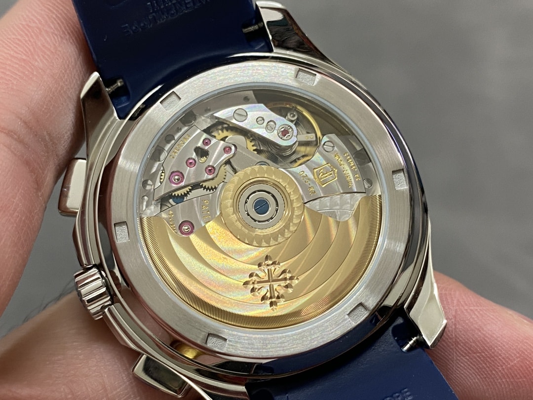 Fake Patek Philippe Replica Watch Aquanaut Chronograph White Gold Blue Dial 5968G-001 MMA(1:1 replica)