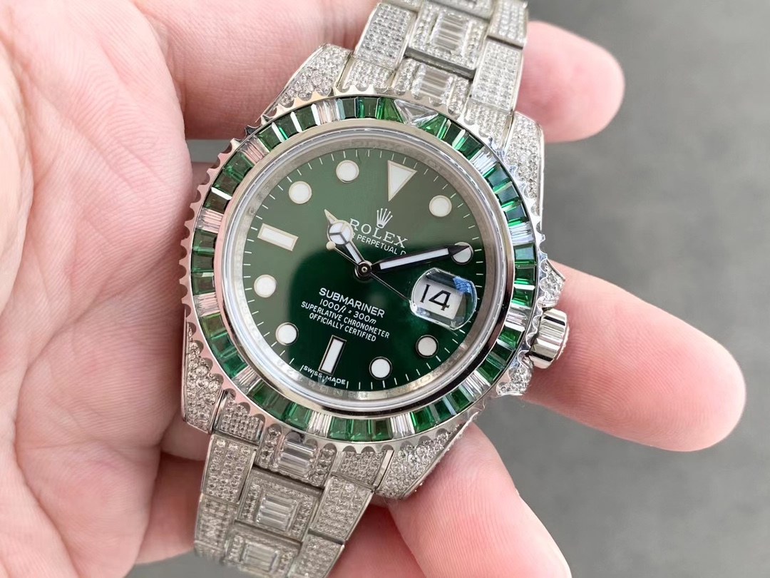 Rolex Submariner Special Diamonds - Green Diamonds - All Diamonds - 40mm(1:1 replica)