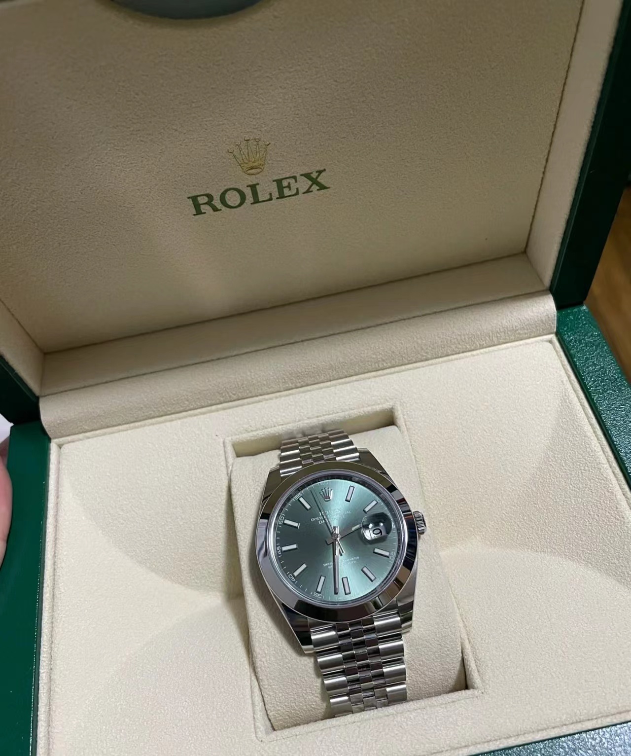 ROLEX Rolex Datejust Water Resistant/Date Ladies Automatic Mechanical Watch Mint Green Dial 36mm Silver Steel Memorial Strap m126200-0023(1:1 replica)