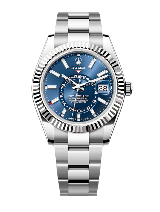 Sky Dweller Blue Dial 18K White Gold Bezel Steel Jubilee Men's Watch 326934(1:1 replica)