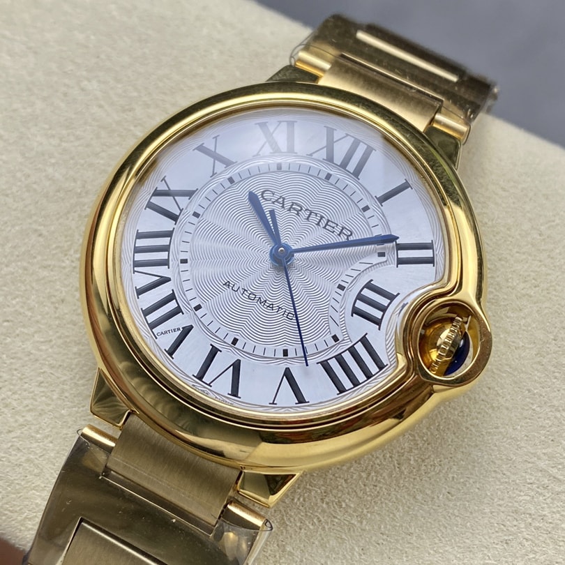 Fake Cartier Watch Ballon Bleu de Cartier Yellow Gold 36mm Silver Dial WGBB0046 mechanical movement(1:1 replica)
