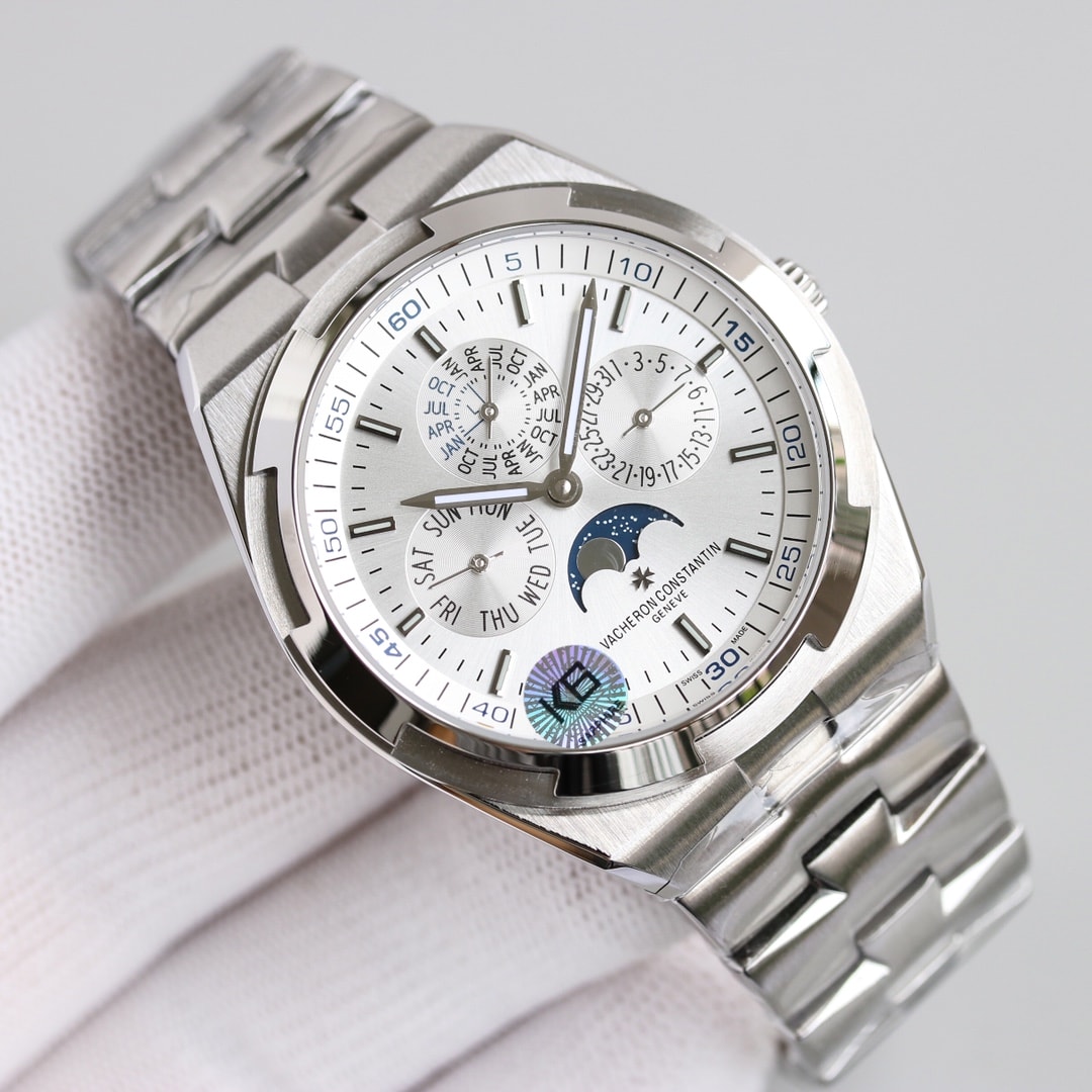 Fake Vacheron Constantin Replica Watch Overseas perpetual calendar ultra-thin Boutique Exclusive 41.5 MM WHITE GOLD 4300V/220G-B945(1:1 replica)