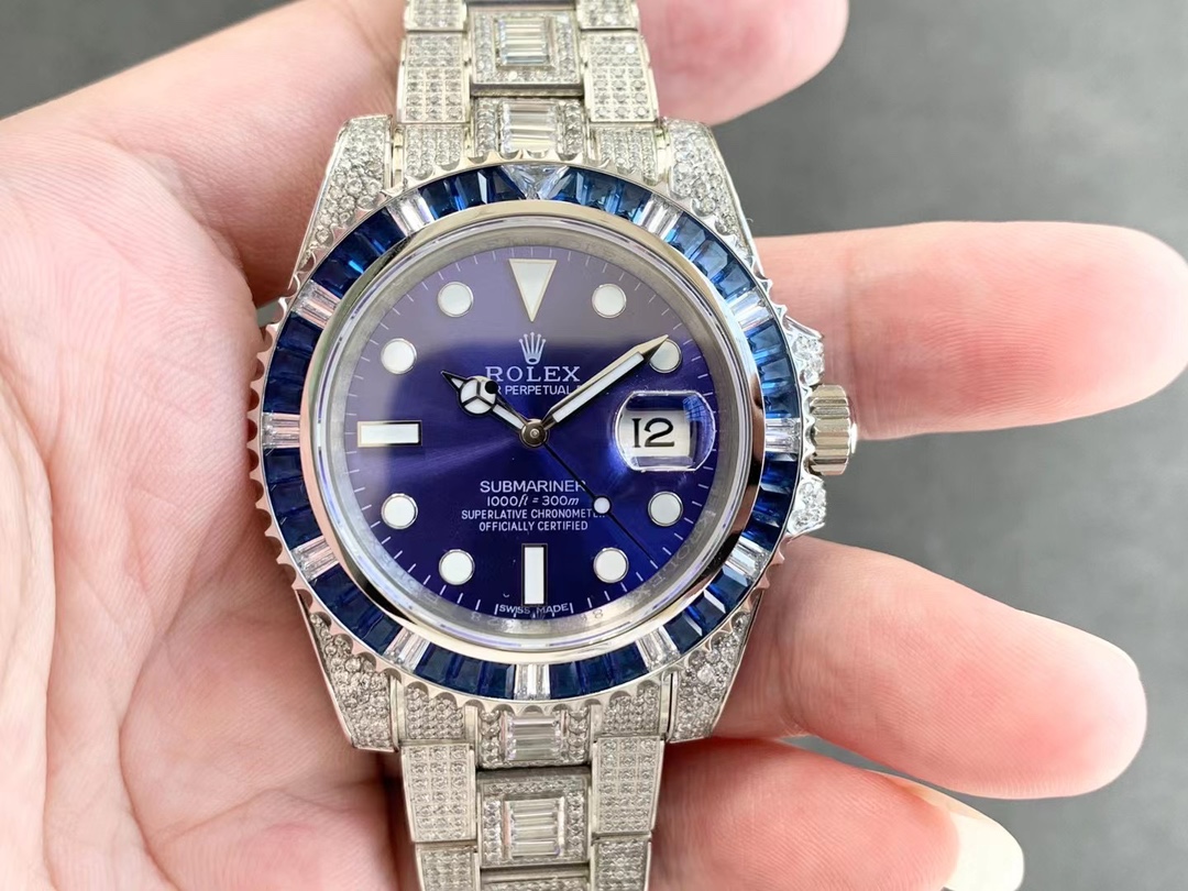 Rolex Submariner Diamond Pavé Special-Blue Diamonds-full diamonds-40MM(1:1 replica)