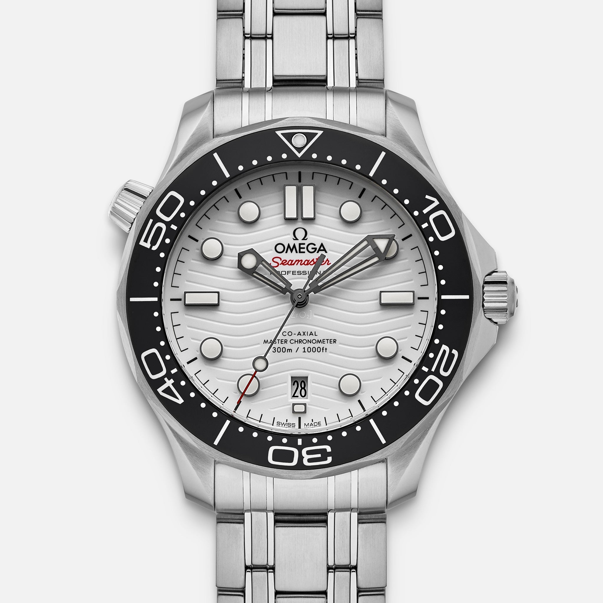Seamaster Diver 300M Co-Axial Master Chronometer 42mm White Dial On Bracelet(1:1 replica)
