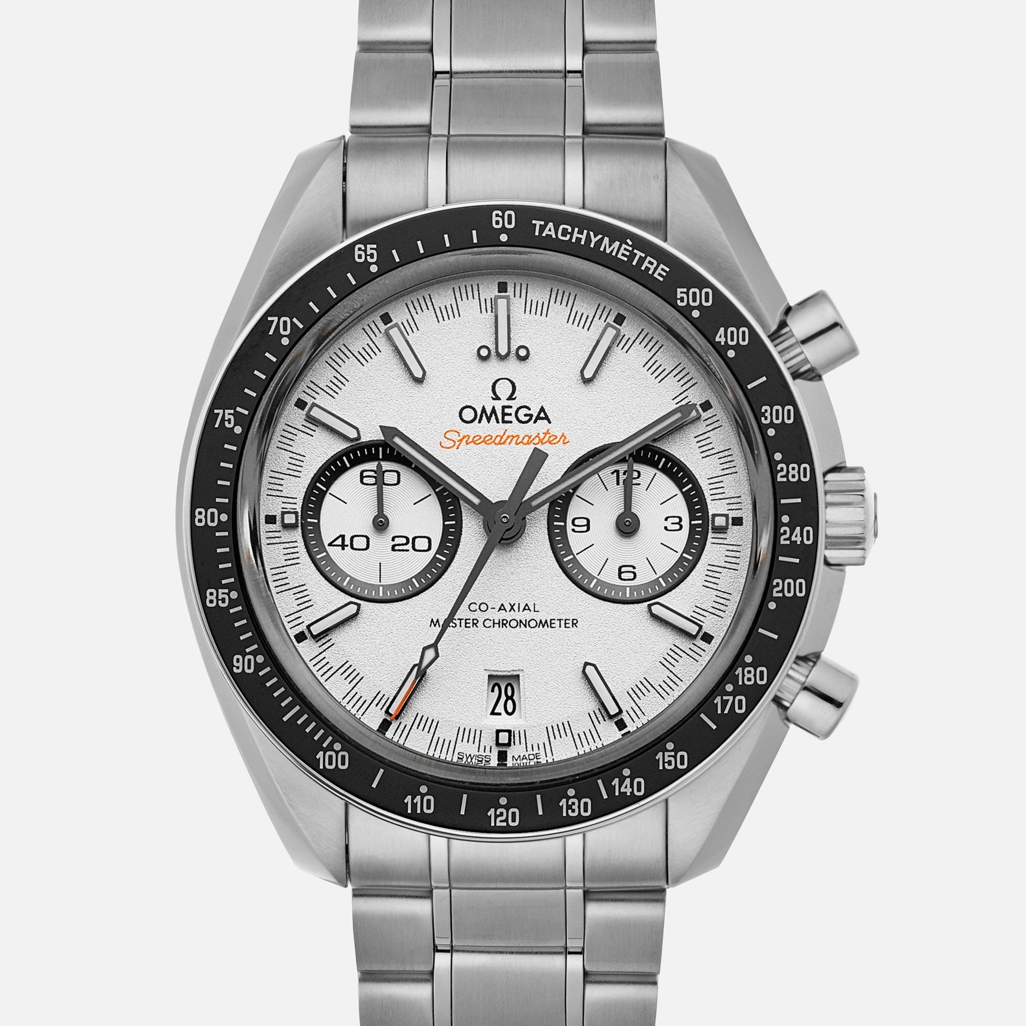 Speedmaster Racing Co-Axial Master Chronometer Chronograph 44.25mm White Dial On Bracelet(1:1 replica)