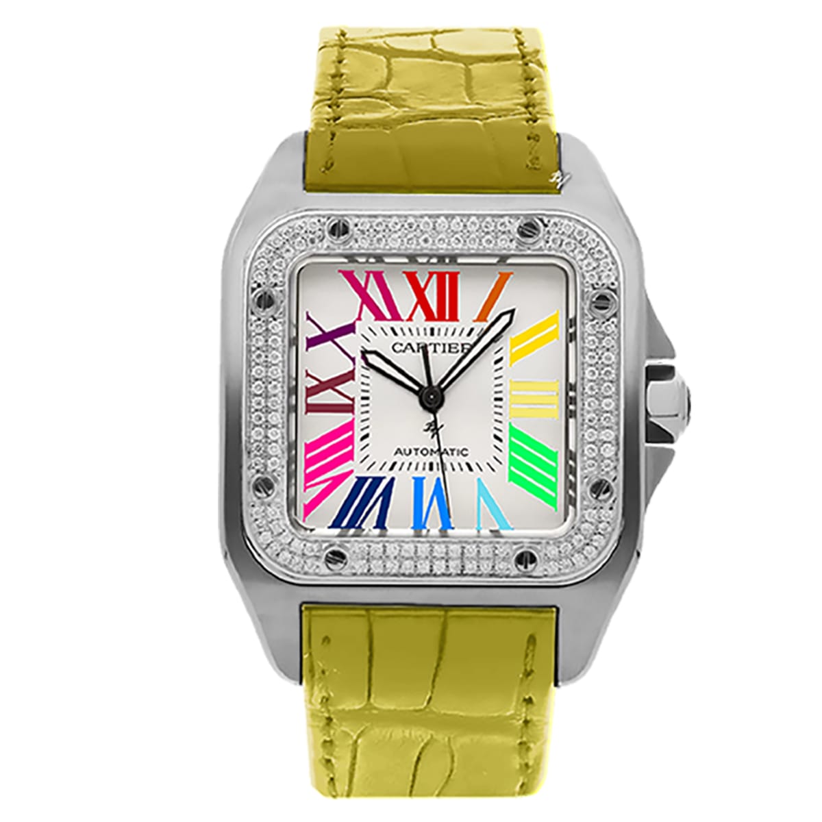 Fake Cartier Replica Watch Santos 100 Anniversary Rainbow Limited Edition Black Custom(1:1 replica)