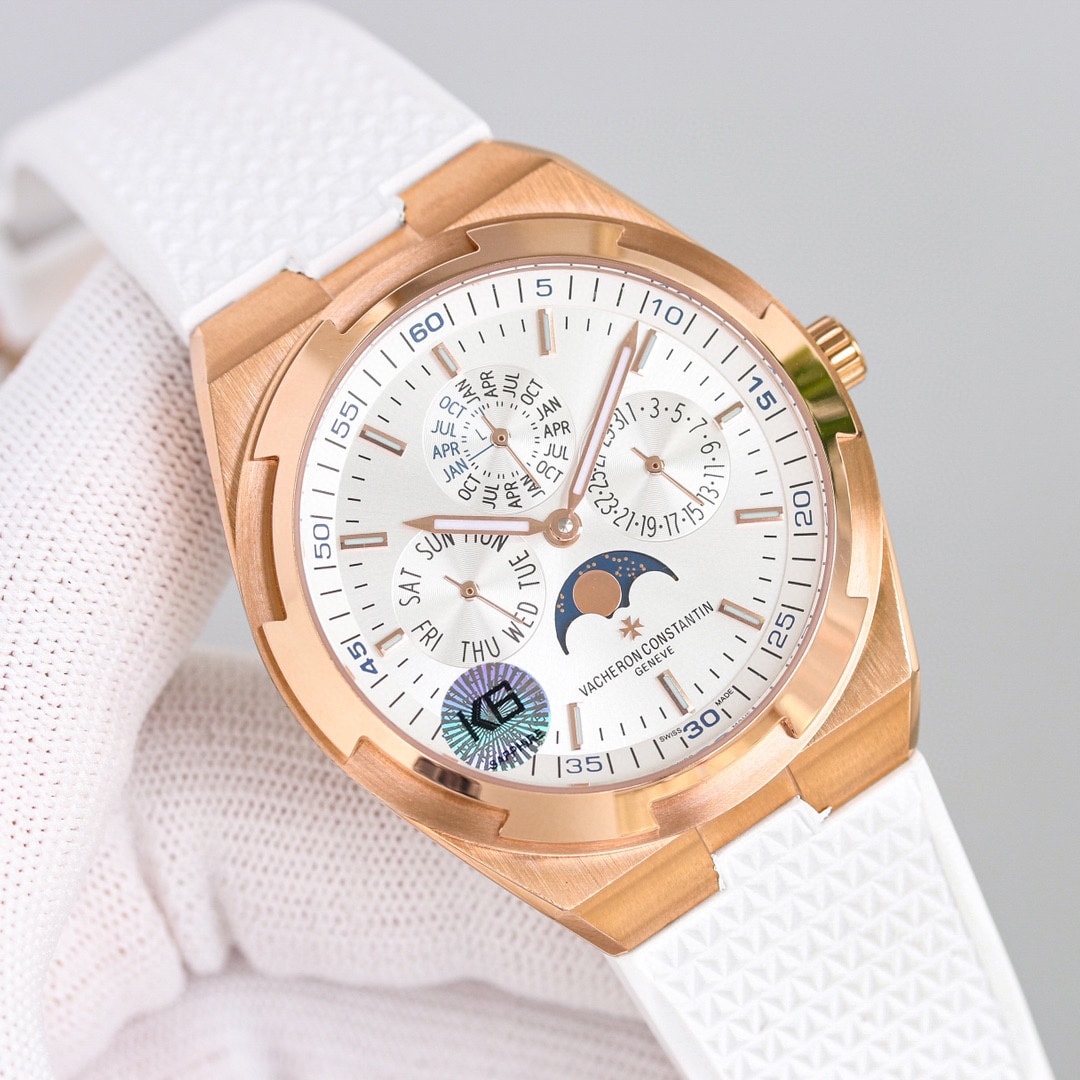 Fake Vacheron Constantin Replica Watches Overseas perpetual calendar ultra-thin 41.5 MM PINK GOLD 4300V/220R-B064(1:1 replica)