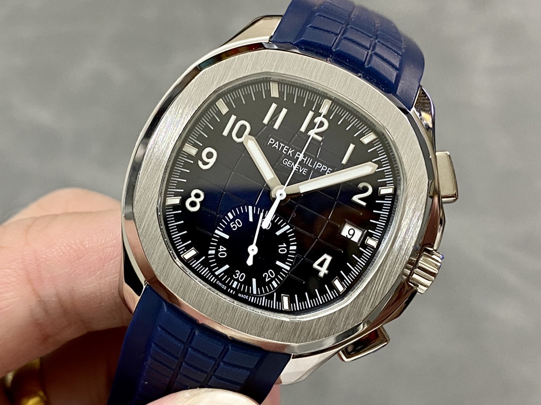 Fake Patek Philippe Replica Watch Aquanaut Chronograph White Gold Blue Dial 5968G-001 MMA(1:1 replica)