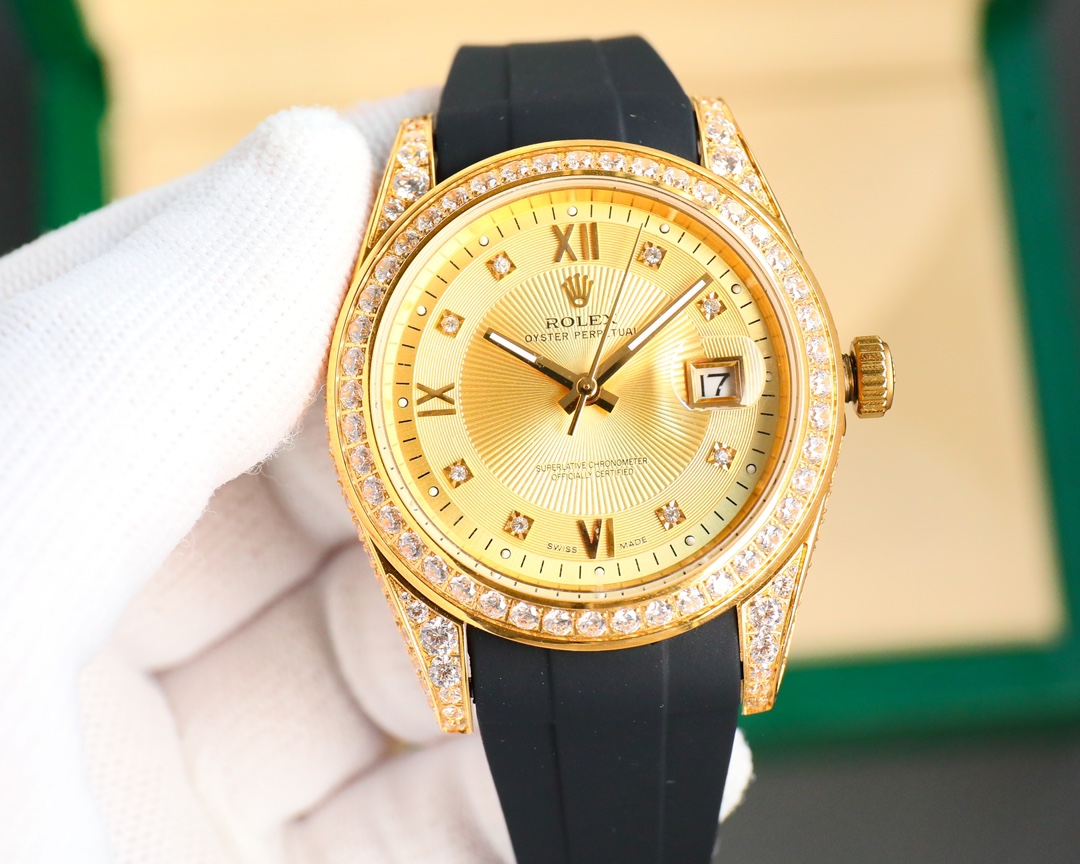 Rolex Logbook Full Luxury-Roman Diamond Dial-18k Nano-Technology 41MM-Golden(1:1 replica)