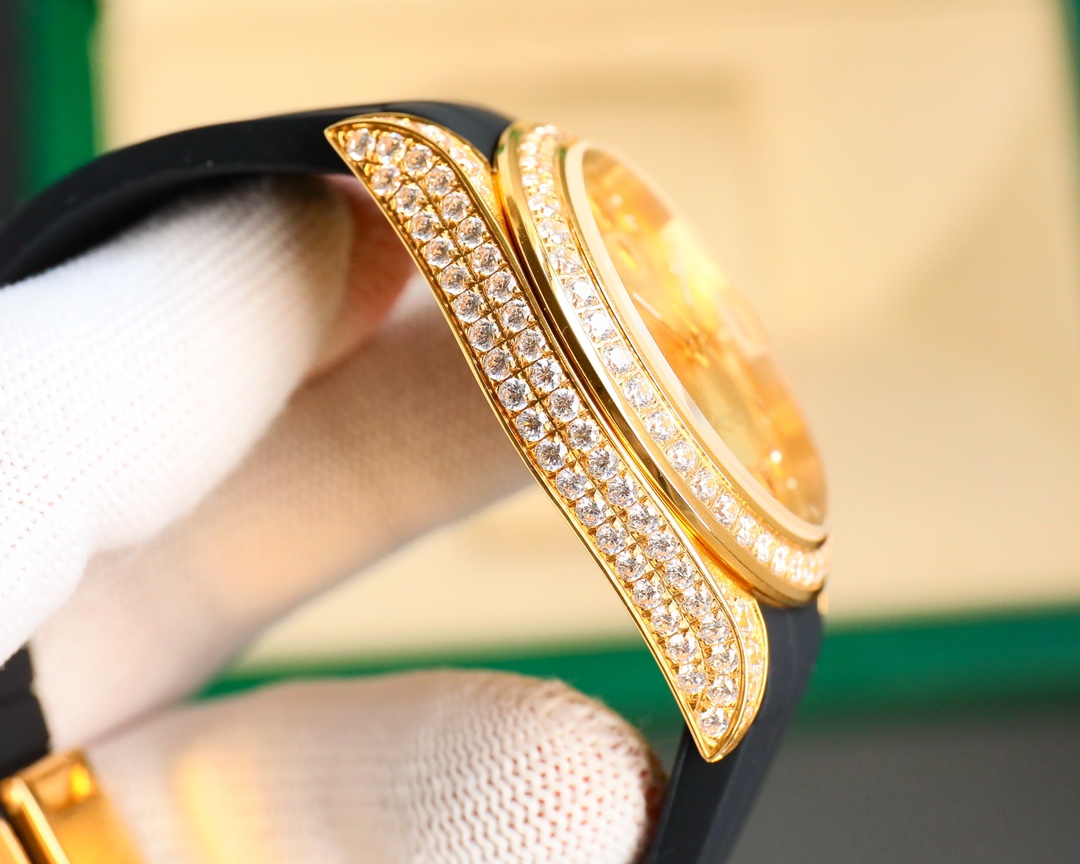 Rolex Logbook Full Luxury-Roman Diamond Dial-18k Nano-Technology 41MM-Golden(1:1 replica)