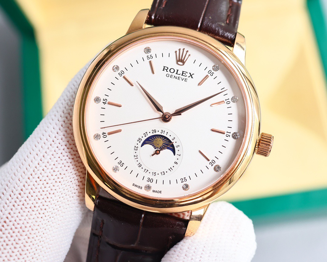 Rolex👑 Cellini Moonphase-40mm-Leather(1:1 replica)