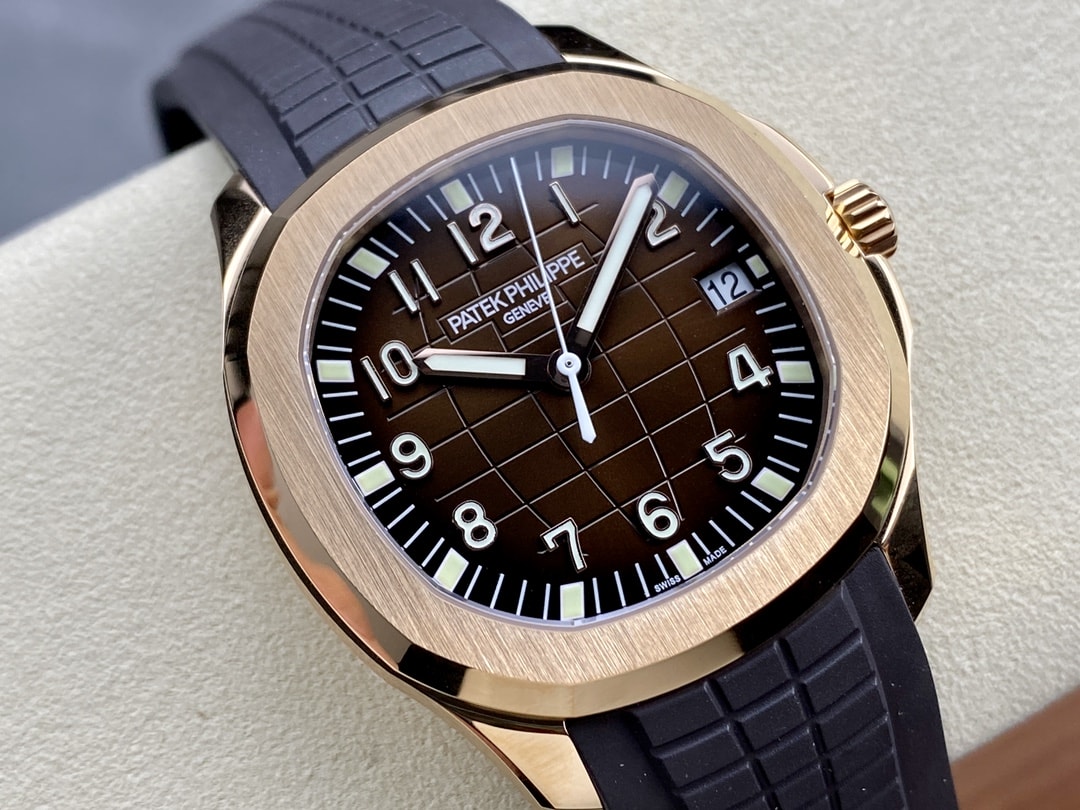 Fake Patek Philippe Replica Watch Aquanaut Date Sweep Seconds Rose Gold Brown Dial 5167R-001 3KF(1:1 replica)