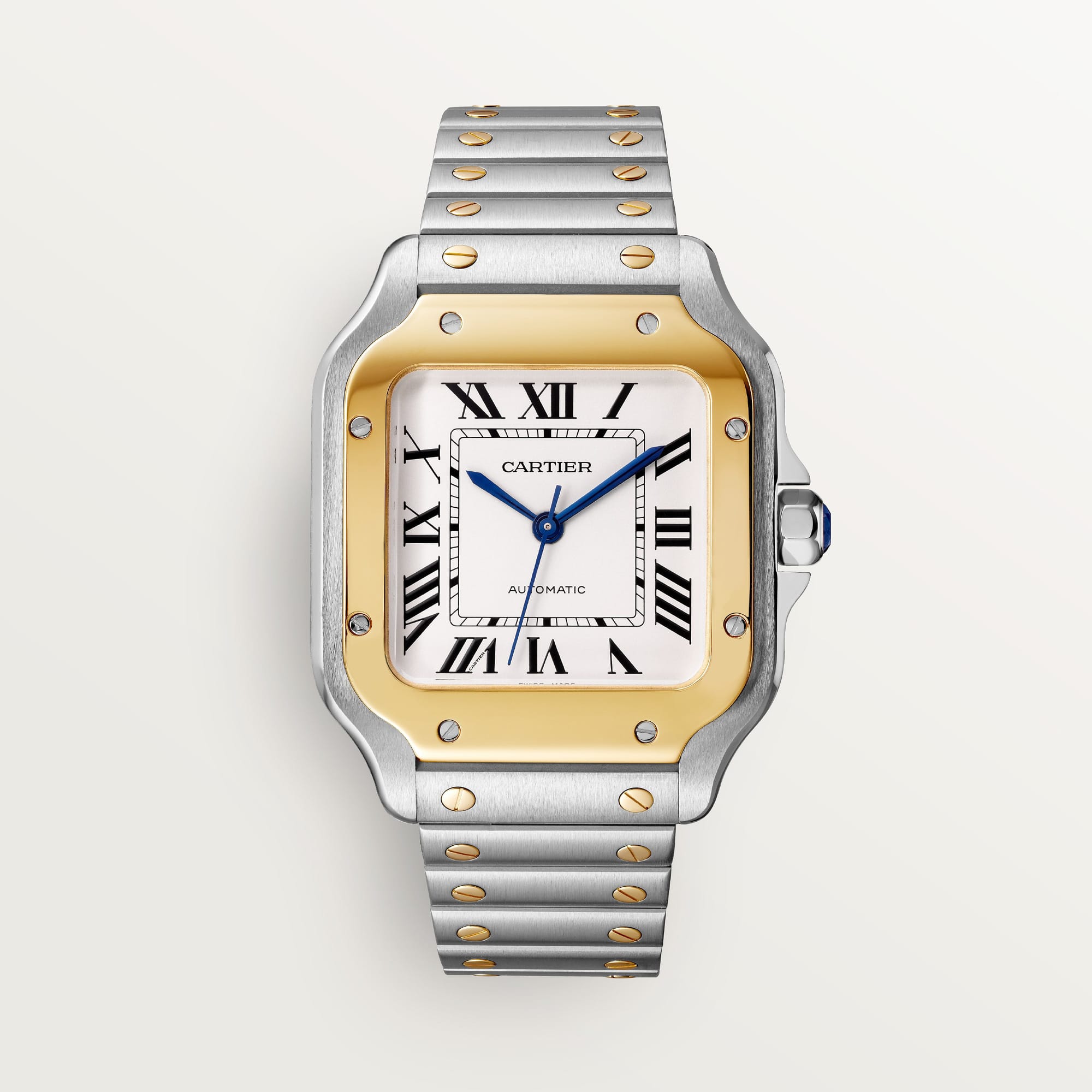 Fake Cartier Watch Santos medium model Manufacture mechanical movement Steel/Yellow Gold Silver Dial W2SA0016(1:1 replica)