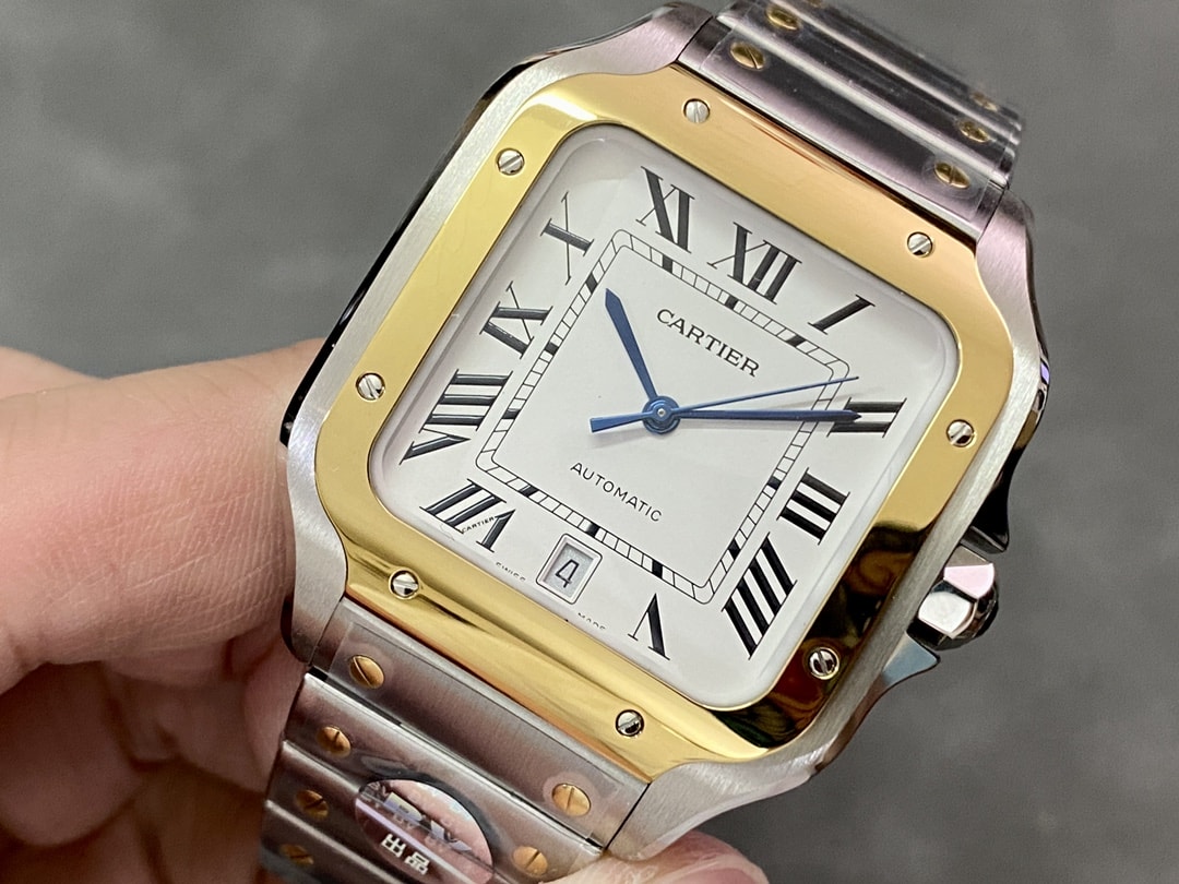 Fake cartier watch Santos large model mechanical movement Steel/Yellow Gold W2SA0009 BVF(1:1 replica)