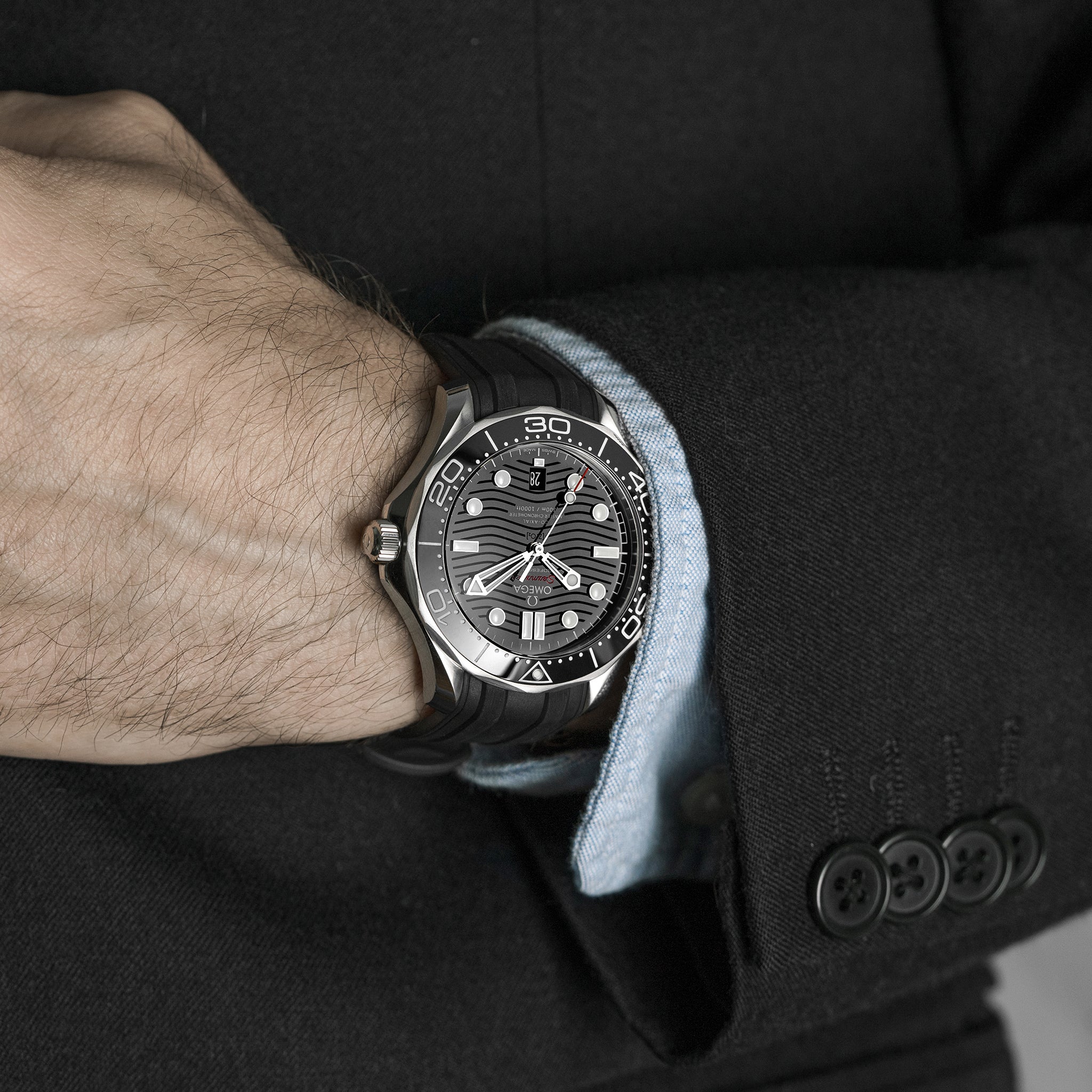 Seamaster Diver 300M Co-Axial Master Chronometer 42mm Black Dial On Rubber Strap(1:1 replica)