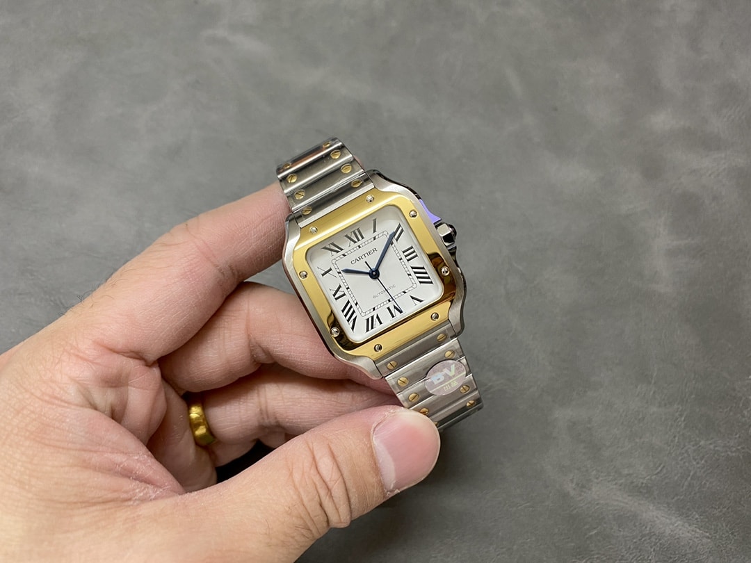 Fake Cartier Watch Santos medium model Manufacture mechanical movement Steel/Yellow Gold Silver Dial W2SA0016(1:1 replica)