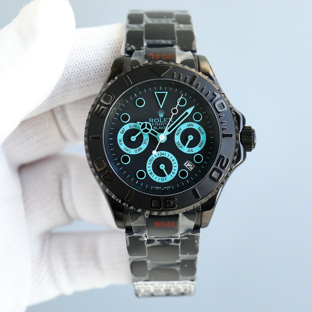 Rolex All Black Yacht Series - Versatile Limited Edition - Maximum Configuration - 40MM - Cyan(1:1 replica)