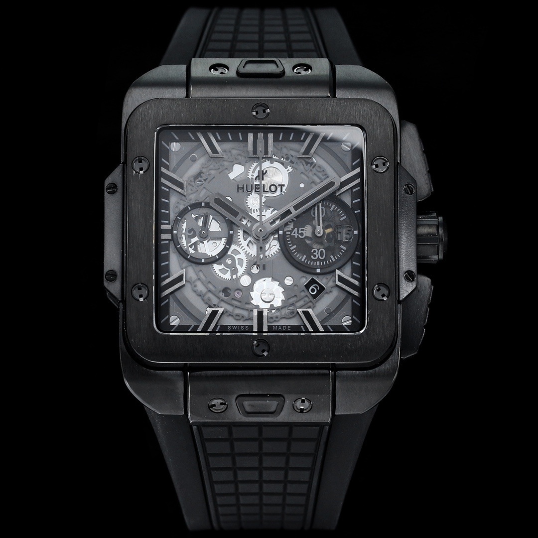 Hublot Big Bang, Square Bang Unico 42mm Textured Rubber Strap(1:1 replica)
