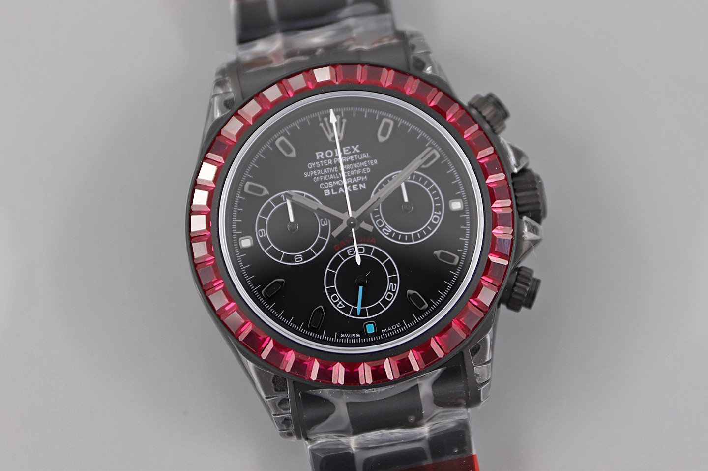 Rolex Daytona Ice Blue Di-Ruby Diamond Conversion-Black(1:1 replica)