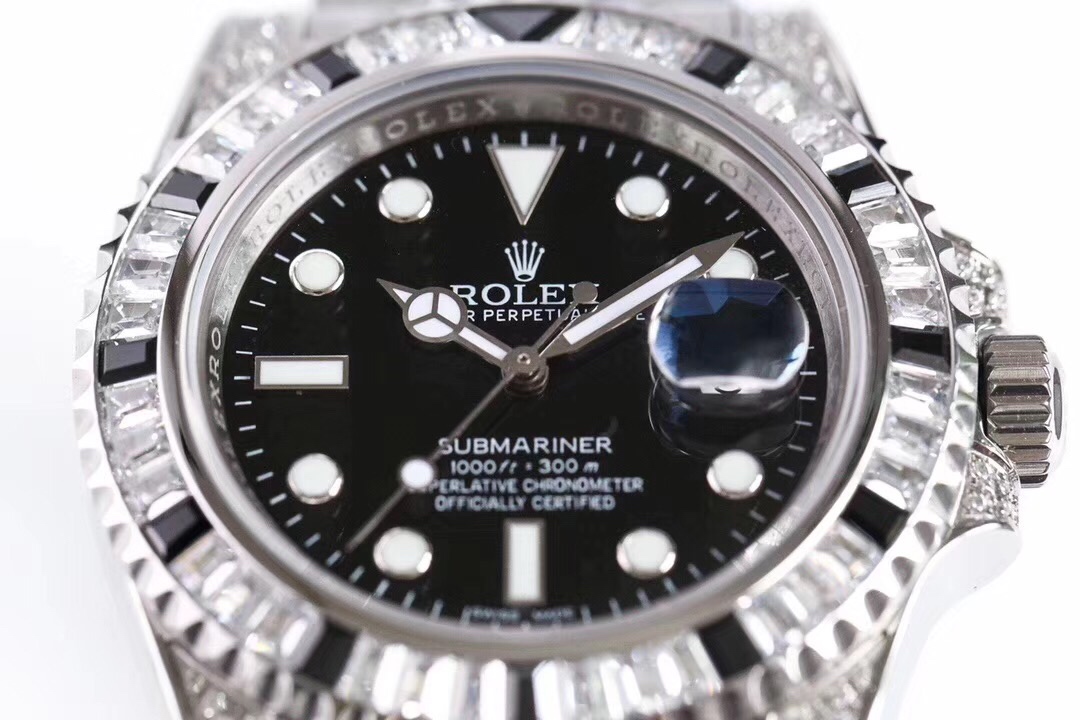 Rolex Submariner Customized with Diamonds-Black Diamonds-40MM(1:1 replica)