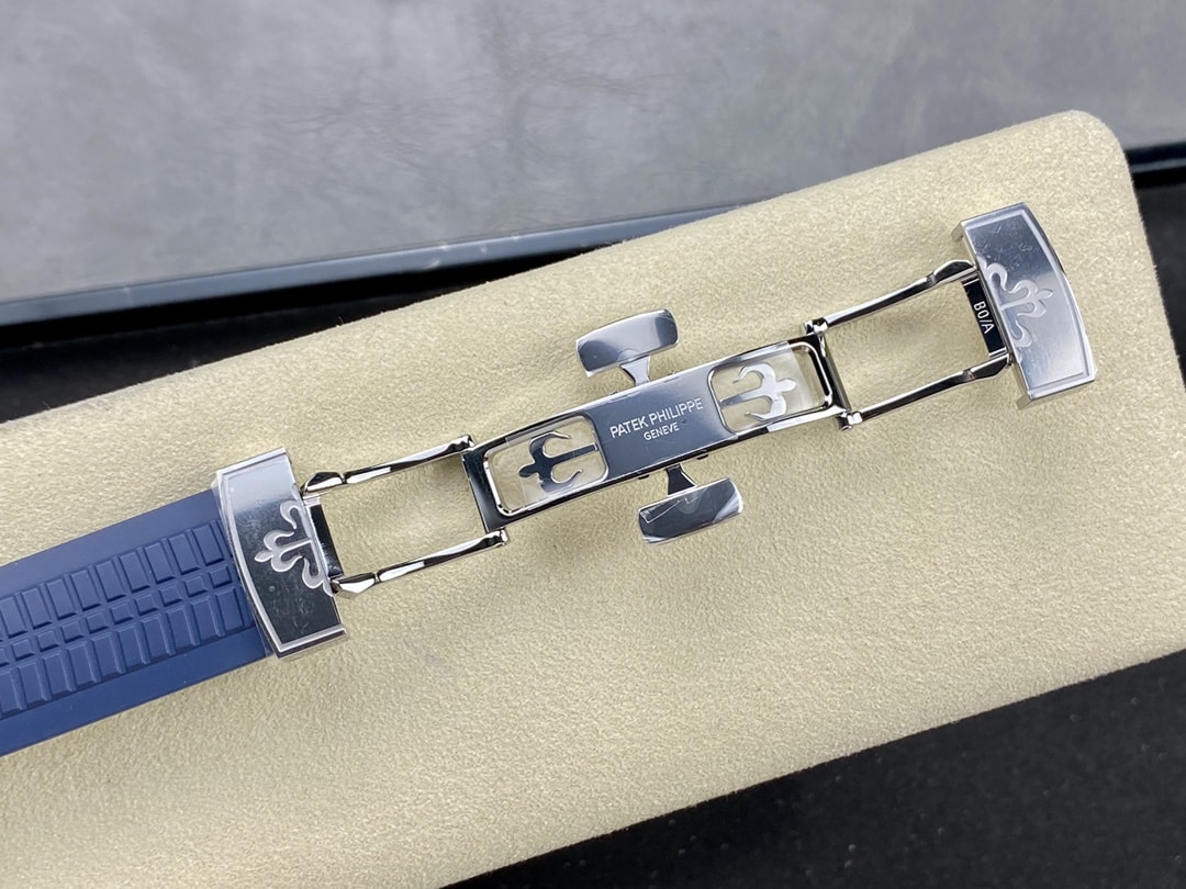 Fake Patek Philippe Replica Watch Aquanaut “Jumbo” White Gold Blue Dial 5168G-001 3KF(1:1 replica)