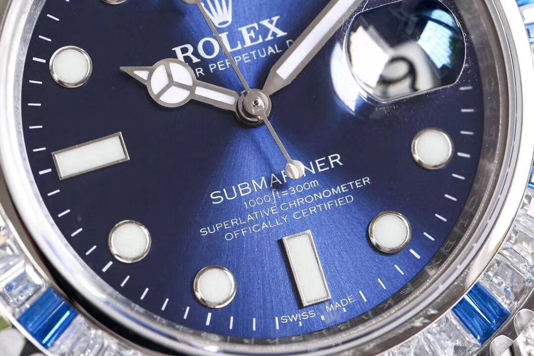 Rolex Submariner Customized with Diamonds-Blue Diamonds-40MM(1:1 replica)