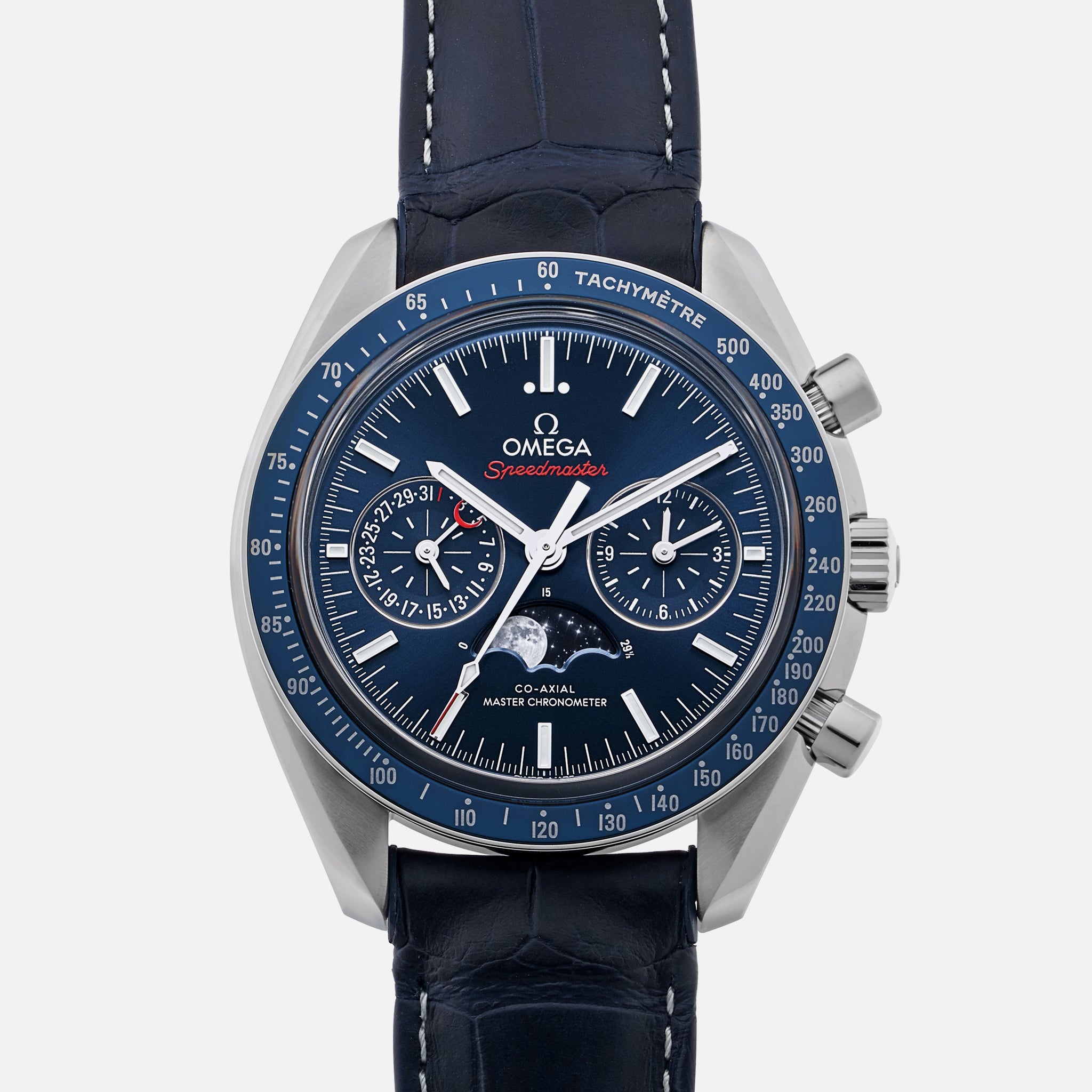 Speedmaster Moonwatch Co-Axial Master Chronometer Moonphase Chronograph 44.25mm Blue Dial(1:1 replica)
