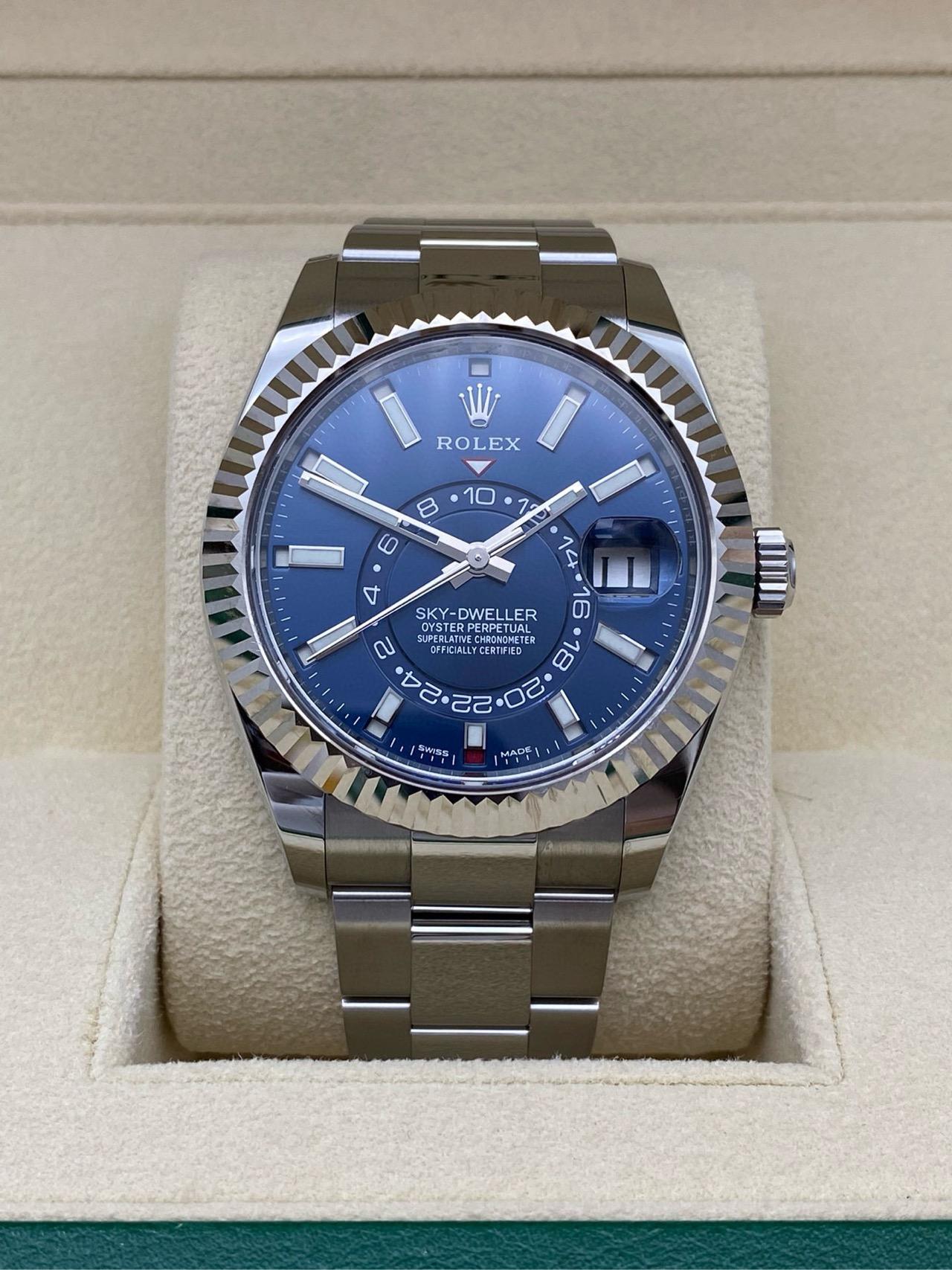 Sky Dweller Blue Dial 18K White Gold Bezel Steel Jubilee Men's Watch 326934(1:1 replica)