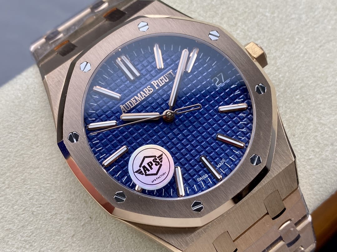 Audemars Piguet Replica AP Watch Royal Oak Selfwinding “50th Anniversary” 41mm Rose Gold Blue Dial 15510OR.OO.1320OR.01-APS(1:1 replica)